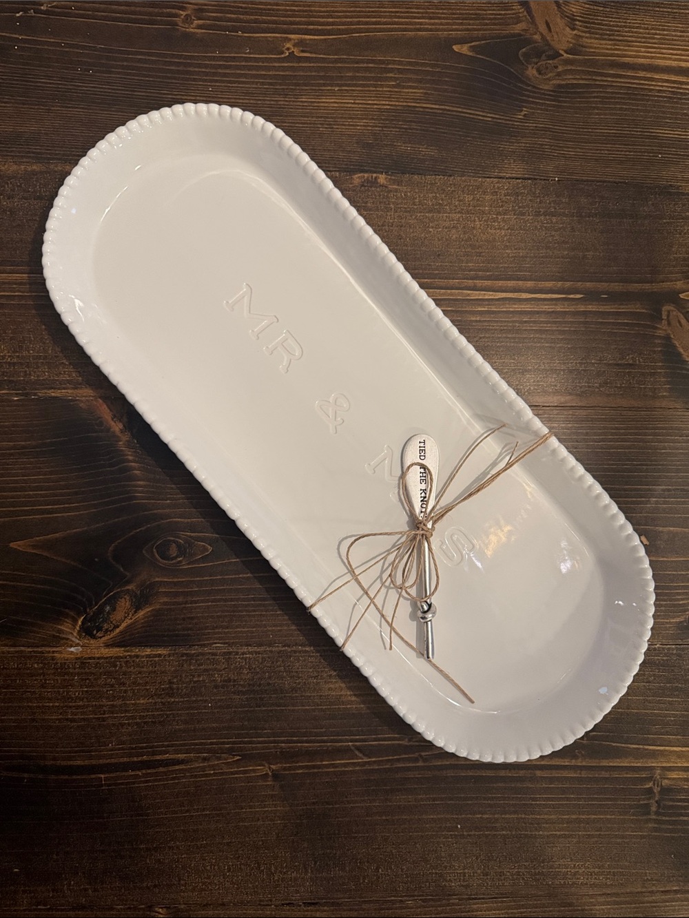 Mud Pie White 'Mr & Mrs' Ceramic Serving Tray